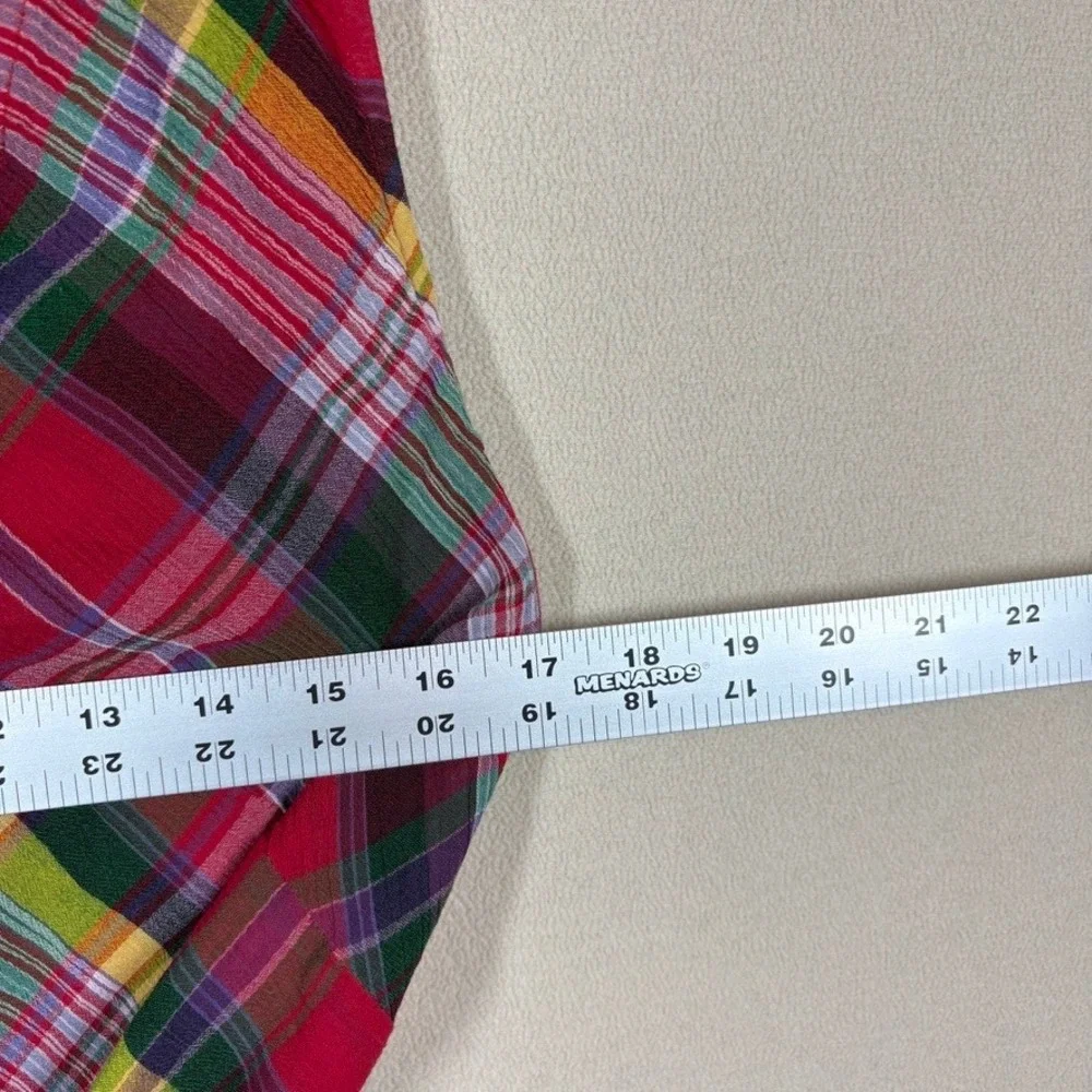 Lauren Ralph Lauren Plaid Crinkle Cotton A-Line Dress Sz 10 Preppy Heritage FLAW